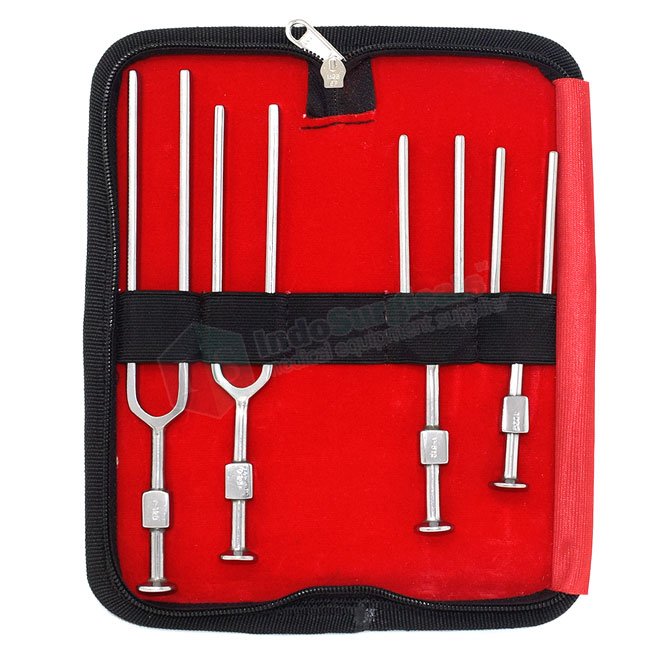 Tuning Fork Set of 4 (128 Hz, 256 Hz, 512 Hz, 1024 Hz) in Zipper Bag